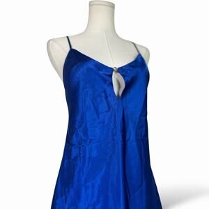 Vintage Y2K Satin Blue Mini Slip Dress| vintage lingerie| boudoir dress|  M 93